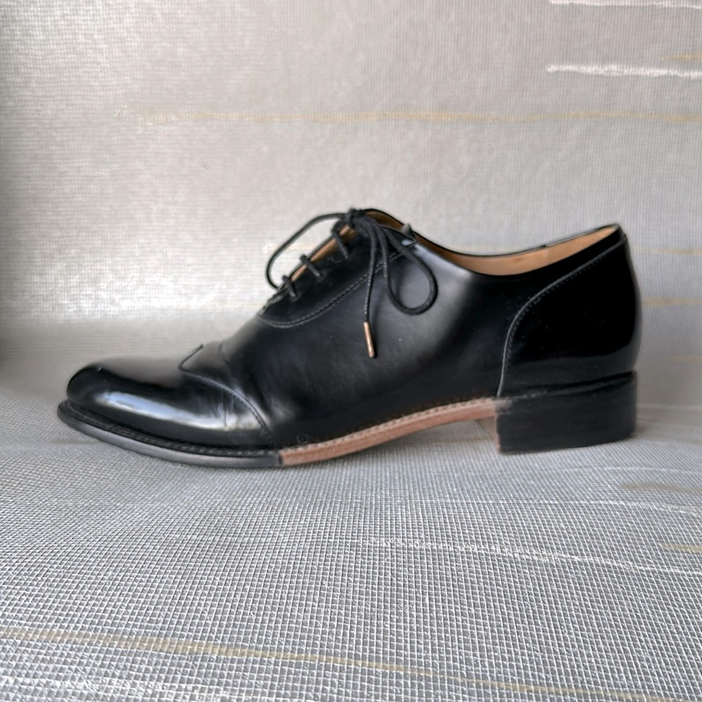 The Office of Angela Scott Black Leather Wingtip Oxford